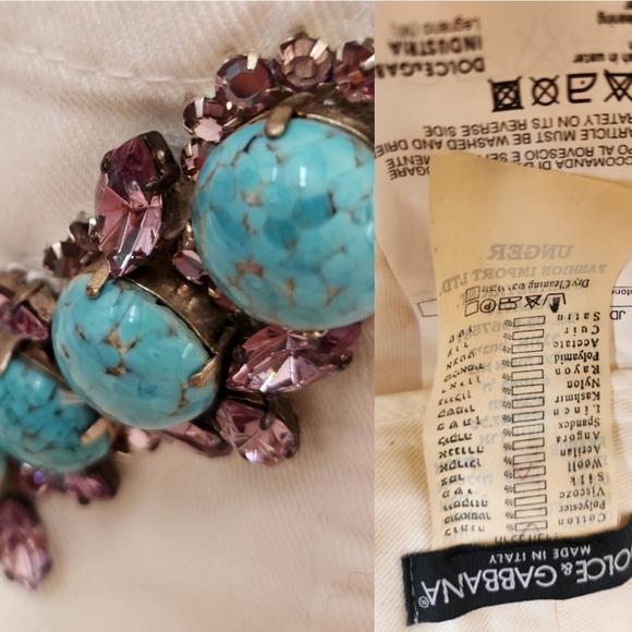 Y2K Dolce & Gabbana White Western glam Turquoise rhinestone Jeans it 36 0/2 - Picture 2 of 9